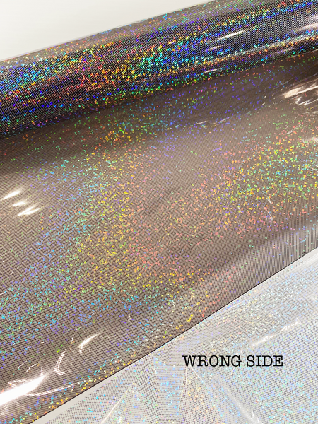 CLEARANCE Printed Clear Vinyl (20 gauge) - Iridescent Confetti in Black
