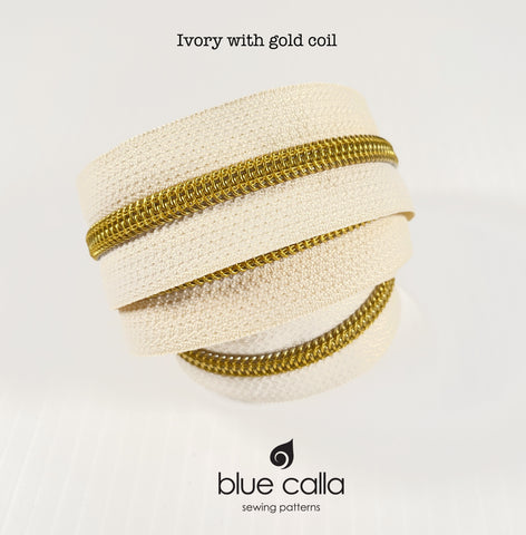 GOLD COIL - IVORY - #5 Metallic Nylon Coil Zipper tape