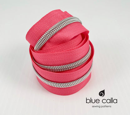 SILVER COIL - LIPSTICK - #5 Metallic Nylon Coil Zipper tape