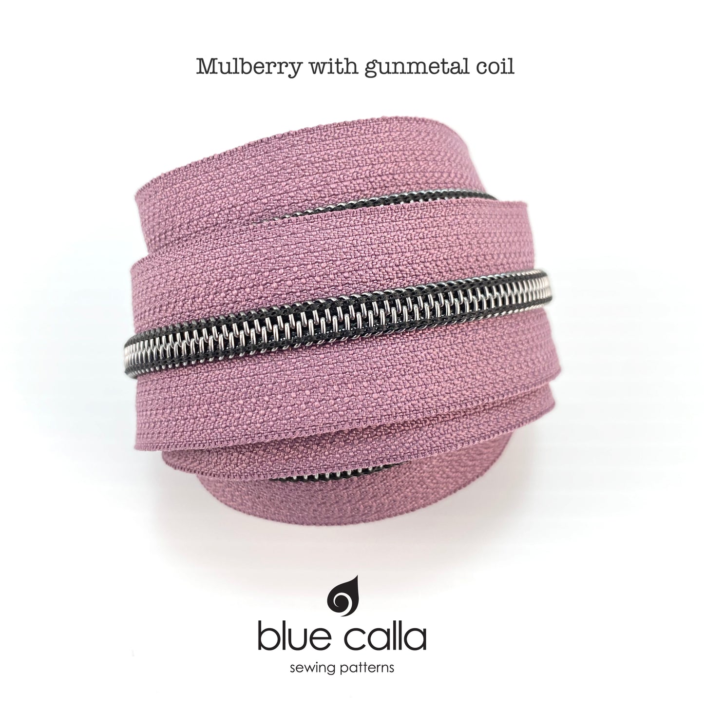 GUNMETAL COIL - MULBERRY - #5 Metallic Nylon Coil Zipper tape