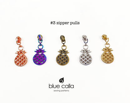 #3 coil zipper pull - Pineapple