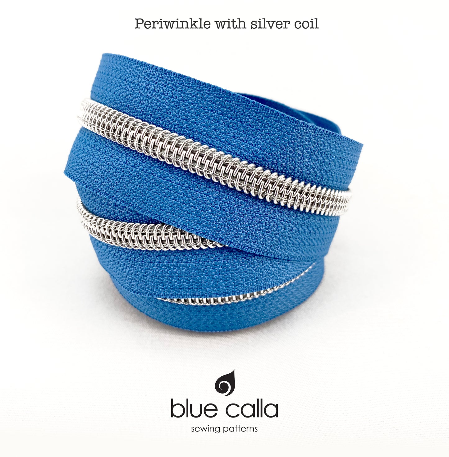 SILVER COIL - PERIWINKLE - #5 Metallic Nylon Coil Zipper tape