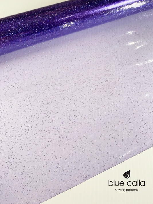 CLEARANCE Printed Clear Vinyl (12 gauge) - Confetti in Purple