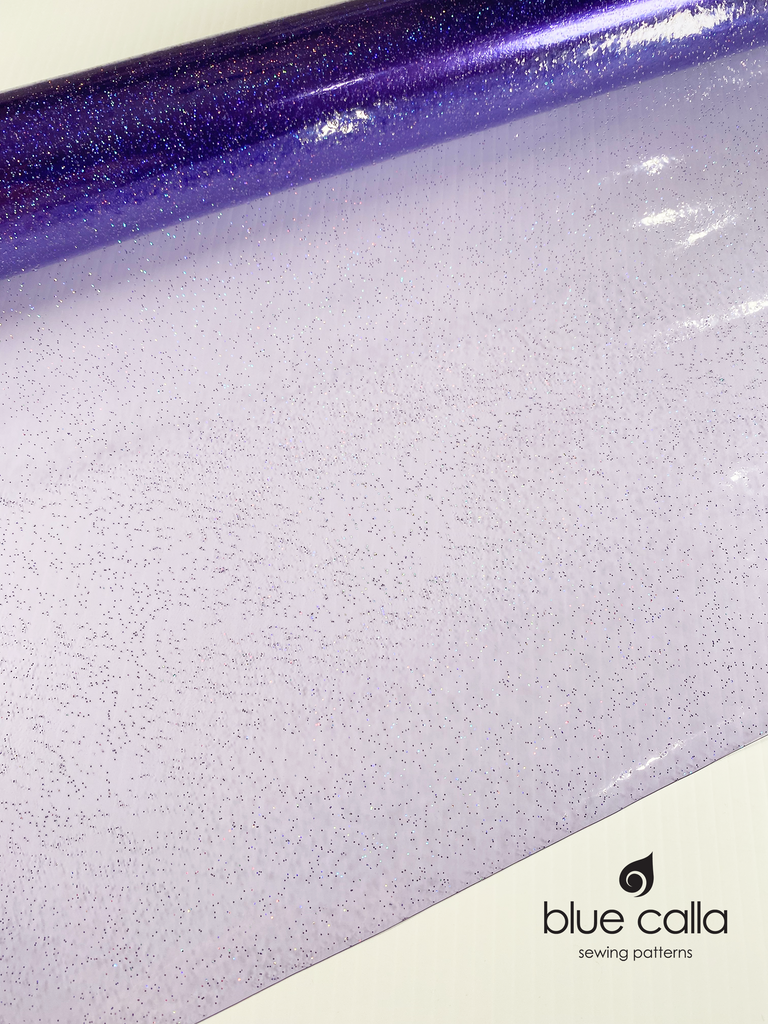 Printed Clear Vinyl (12 gauge) - Confetti in Purple