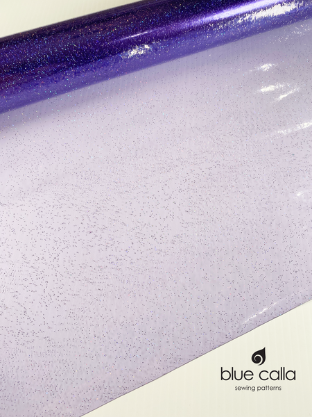 Printed Clear Vinyl (12 gauge) - Confetti in Purple