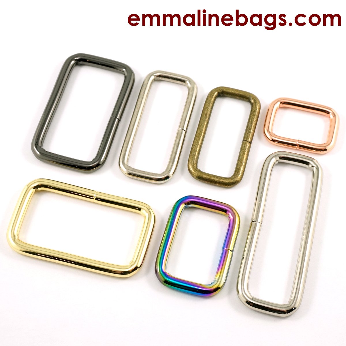 3/4" RECTANGLE RINGS (set of 4) - Available in 5 metal finishes