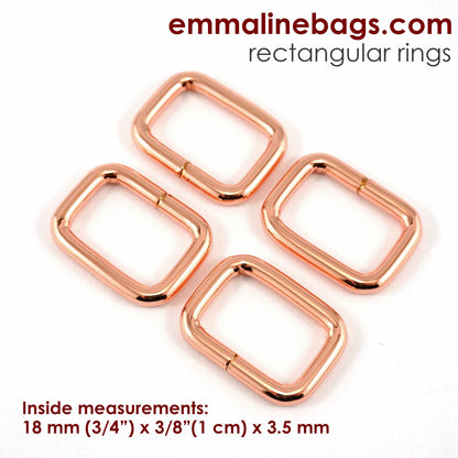 3/4" RECTANGLE RINGS (set of 4) - Available in 5 metal finishes