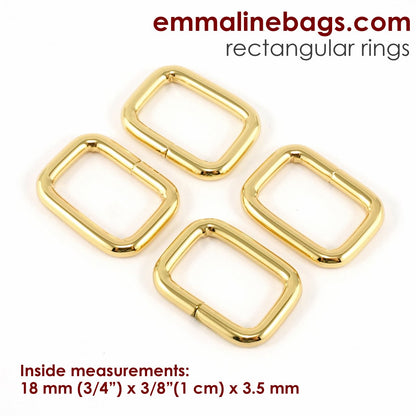 3/4" RECTANGLE RINGS (set of 4) - Available in 5 metal finishes