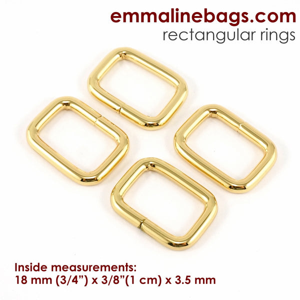 3/4" RECTANGLE RINGS (set of 2) - Available in 5 metal finishes