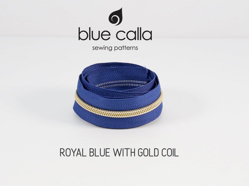 GOLD COIL - ROYAL BLUE - #5 Metallic Nylon Coil Zipper tape