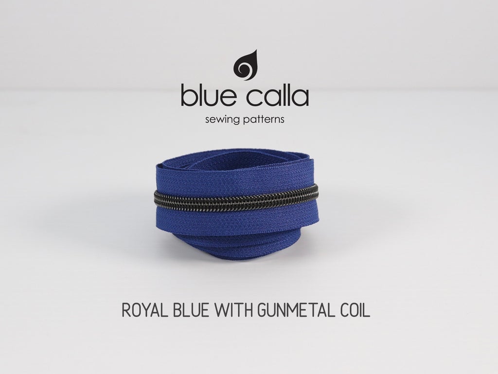 GUNMETAL COIL - ROYAL BLUE - #5 Metallic Nylon Coil Zipper tape
