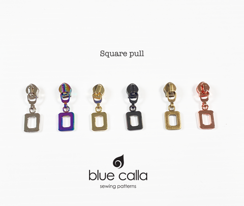 #5 coil zipper pull - Square