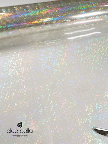 CLEARANCE Printed Clear Vinyl (12 gauge) - Iridescent Twinkling Stars