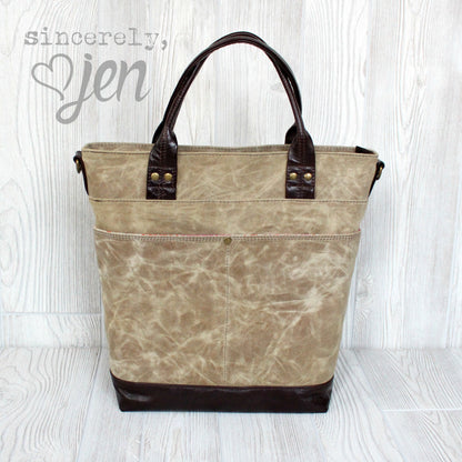 The Waterlily Waxed Canvas Tote (2 versions) - PDF Sewing pattern