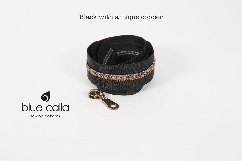 ANTIQUE COPPER COIL - BLACK - #5 Metallic Nylon Coil Zipper tape