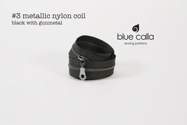#3 Metallic Nylon Coil Zipper tape - BLACK