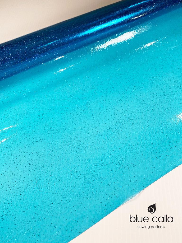 Printed Clear Vinyl (12 gauge) - Confetti in Blue