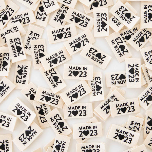 Made in 2023 Organic Cotton Labels - Sewing Quilting Tags