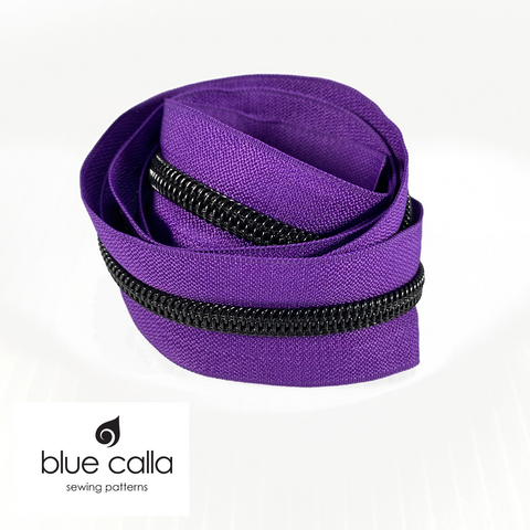 MATTE BLACK COIL - Purple - #5 Nylon Coil Zipper
